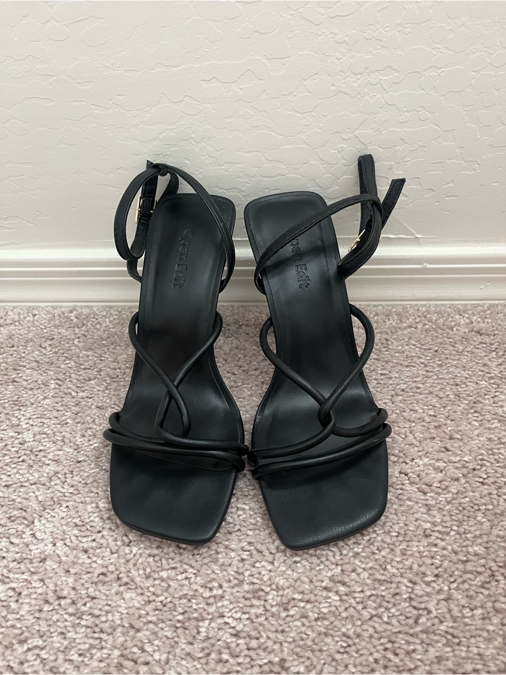 Nordstrom Open Edit Black Strappy Ankle-Heel Sandal - Picture 2 of 5